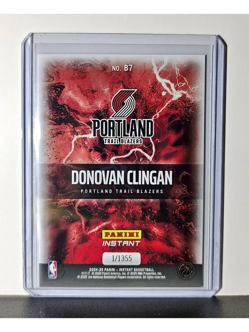 Donovan Clingan Rookie 2024-25 Panini NBA #7 Breakaway Card Trail Blazers 1/1355